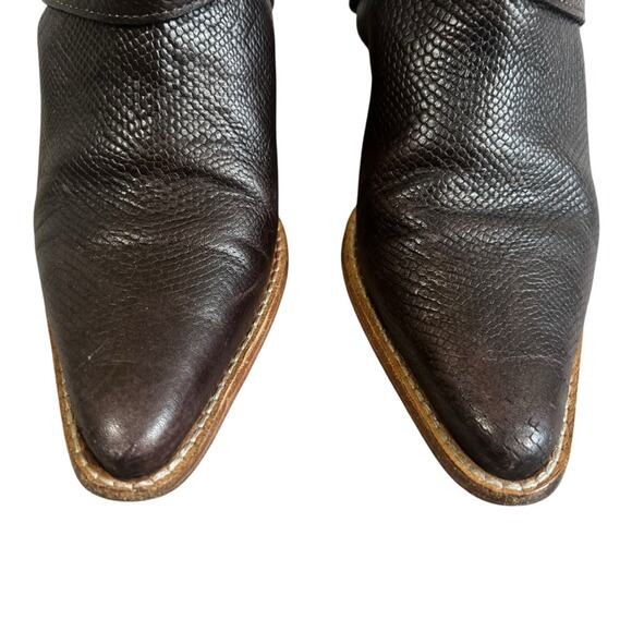 Free People Ankle Boots Womens 6.5 Dark Brown Leather Boho Western Cowgirl Rodeo - Picture 4 of 9